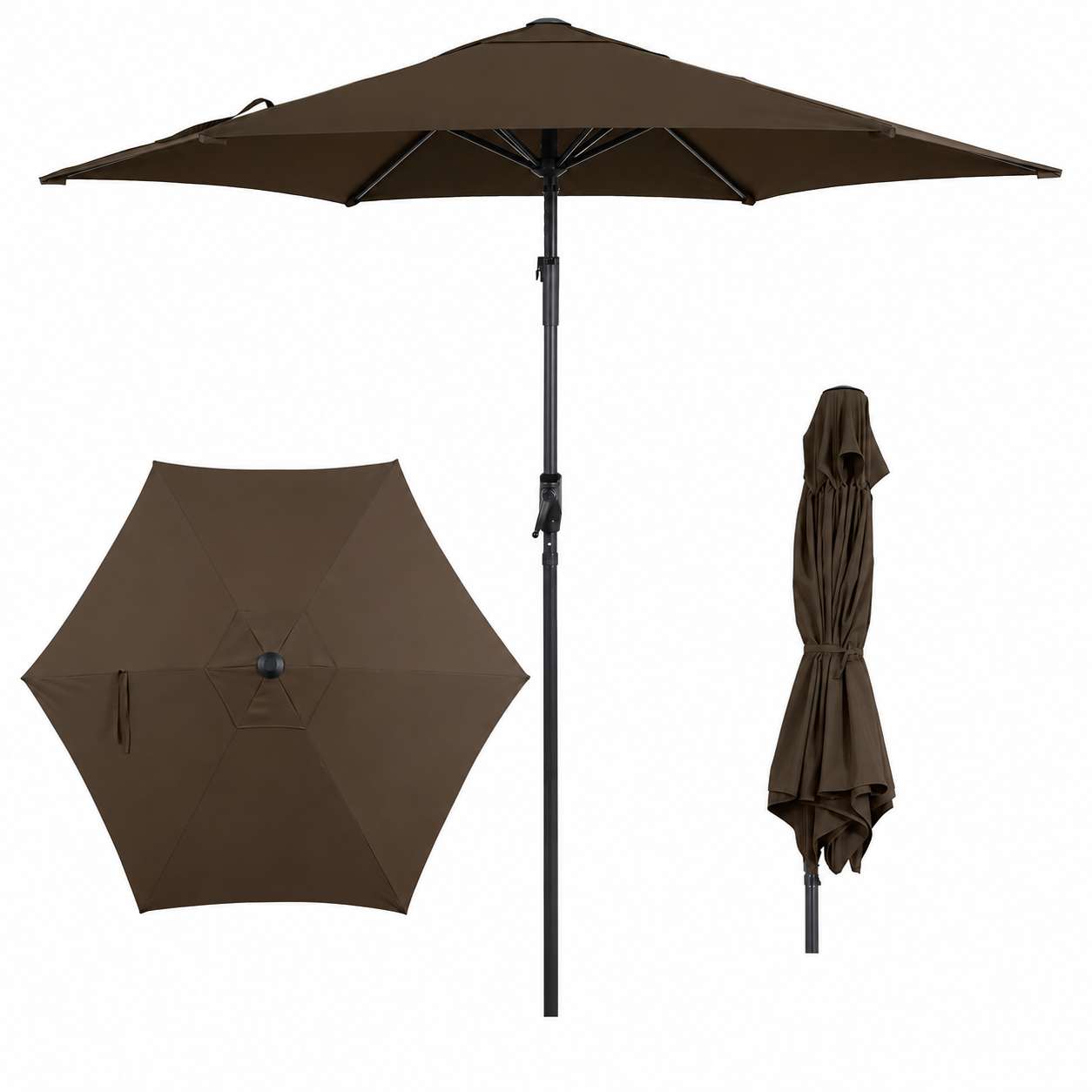 9FT Patio Market Umbrella with Push-Button Tilt UV Resistant
