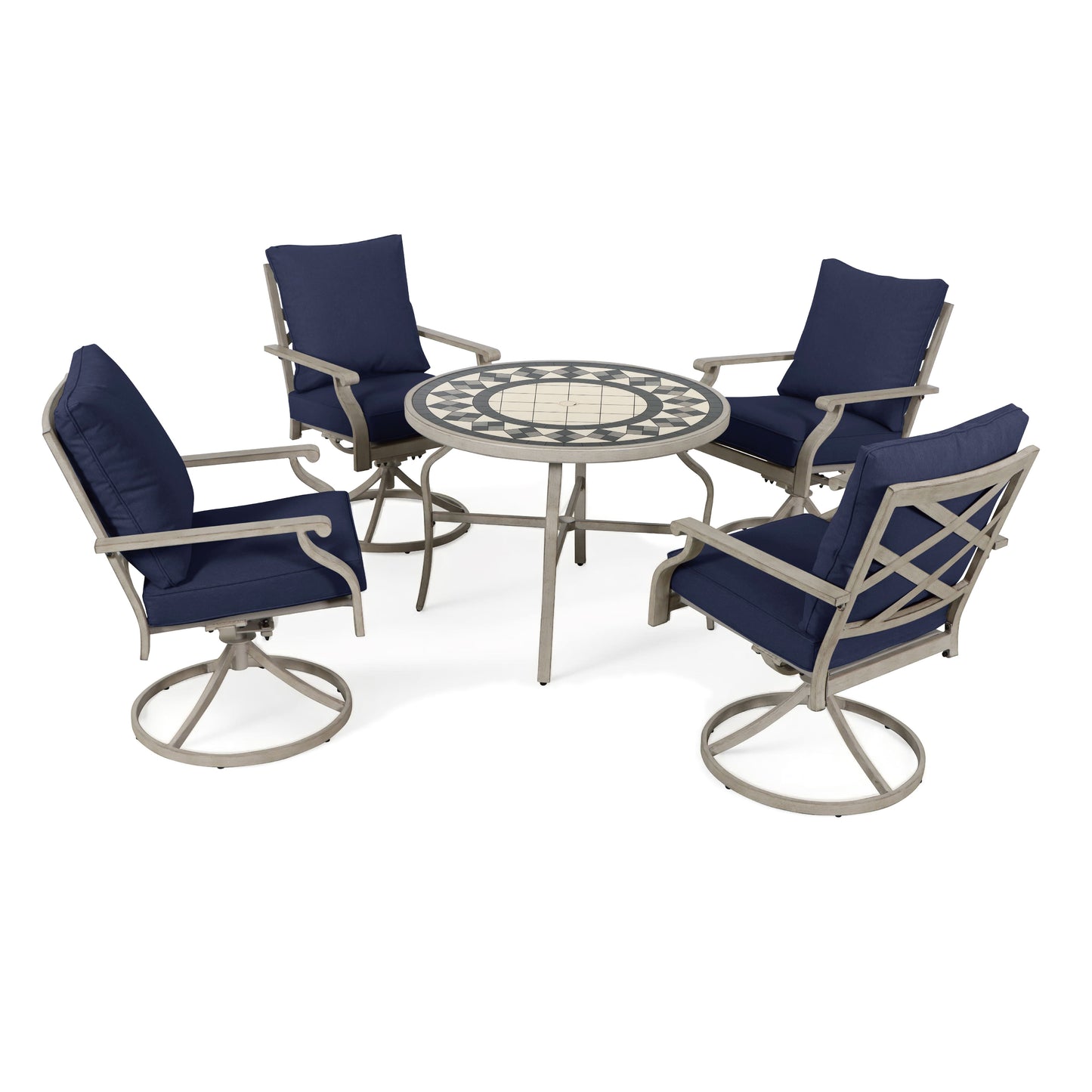 AE Outdoor 5-Piece Patio Dining Set with 4 Swivel Chairs + 3D Textured Table