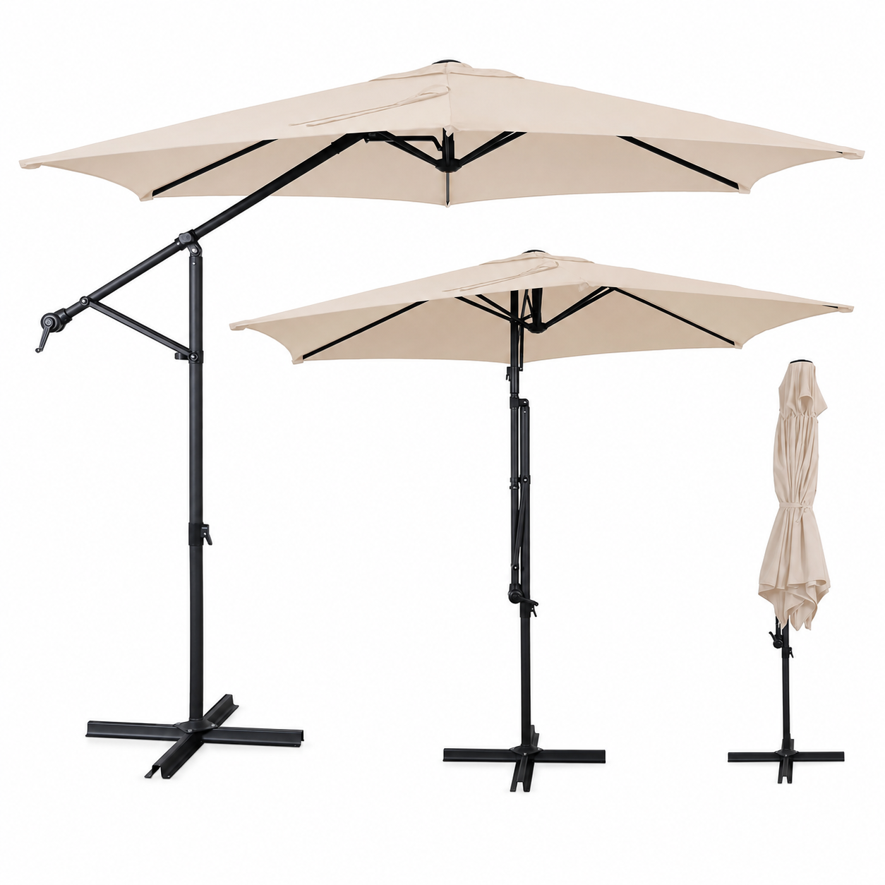10FT Cantilever Patio Umbrella with Cross Base