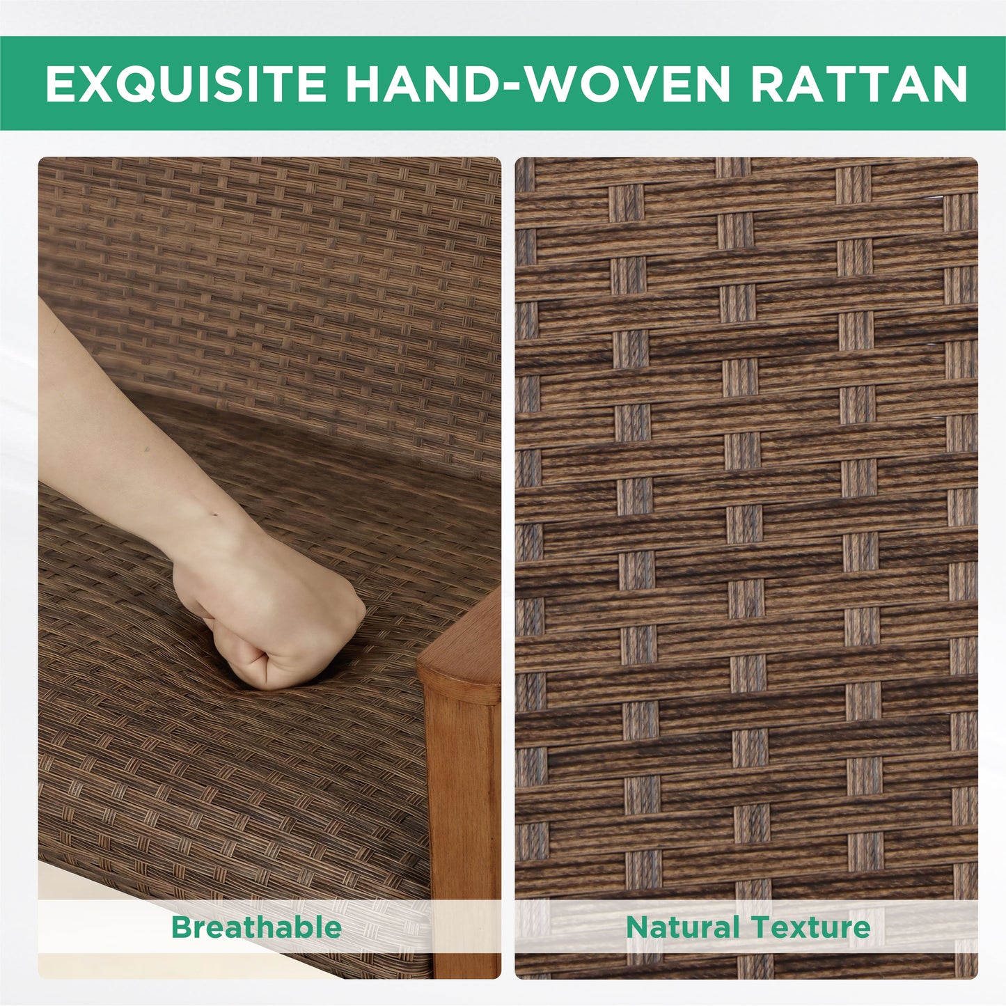 AE Outdoor 4-Piece Wicker Patio Conversation Set with Padded Cushions | Brown