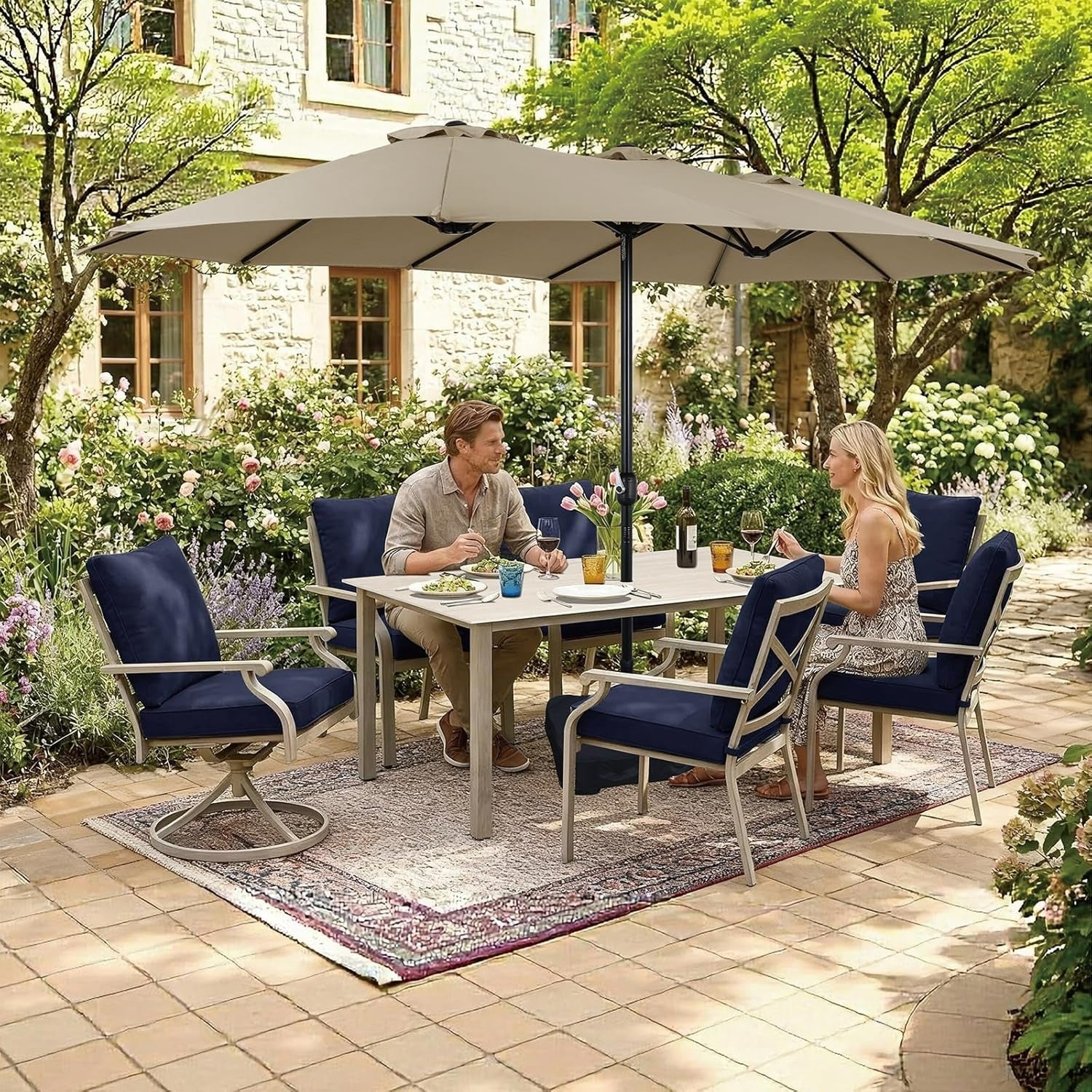 7-Piece Patio Dining Set with Swivel Chairs