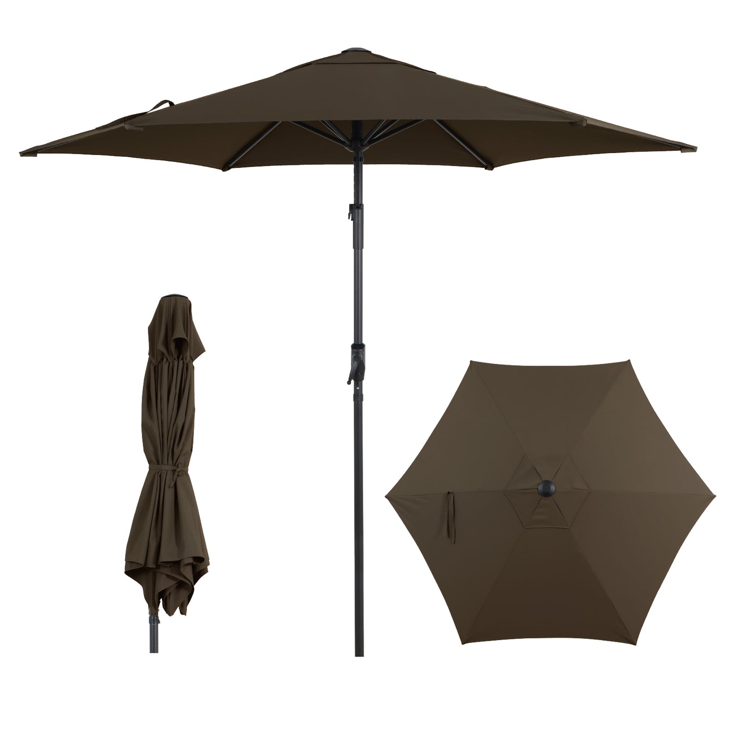 9 FT Patio Market Umbrella with Push Button Multi Angle Tilt Vented Canopy and 6 Reinforced Ribs for Patio Dining Garden Backyard