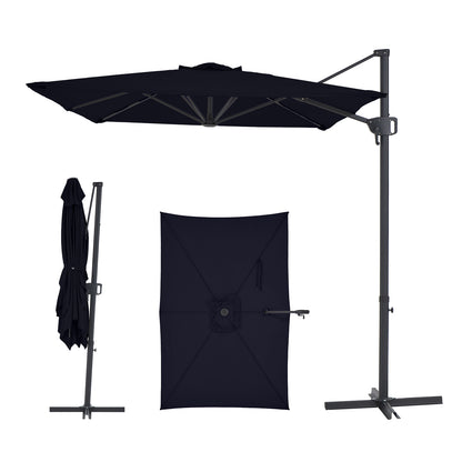 6.5 x 10 FT Offset Cantilever Patio Umbrella Hanging Umbrella with Infinite Tilt UV Fade Resistant Canopy Cross Base for Yard Garden Deck
