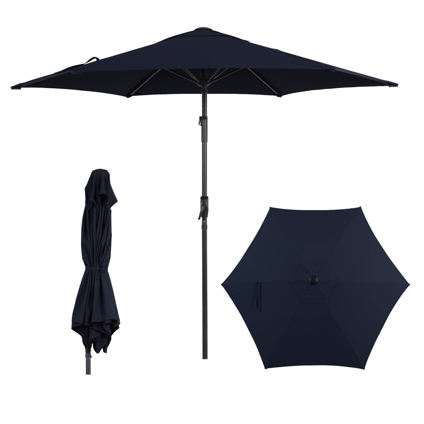 9 FT Patio Market Umbrella with Push Button Multi Angle Tilt Vented Canopy and 6 Reinforced Ribs for Patio Dining Garden Backyard