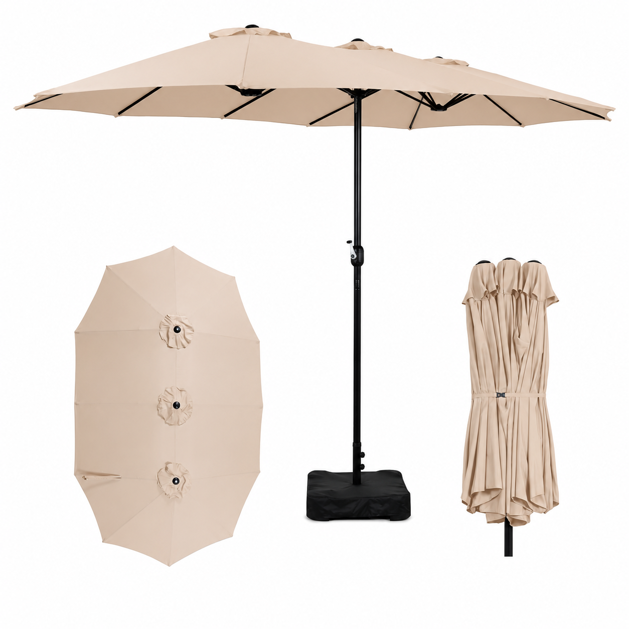 AE Outdoor 15FT Extra Large Double-Sided Patio Umbrella with Base Included