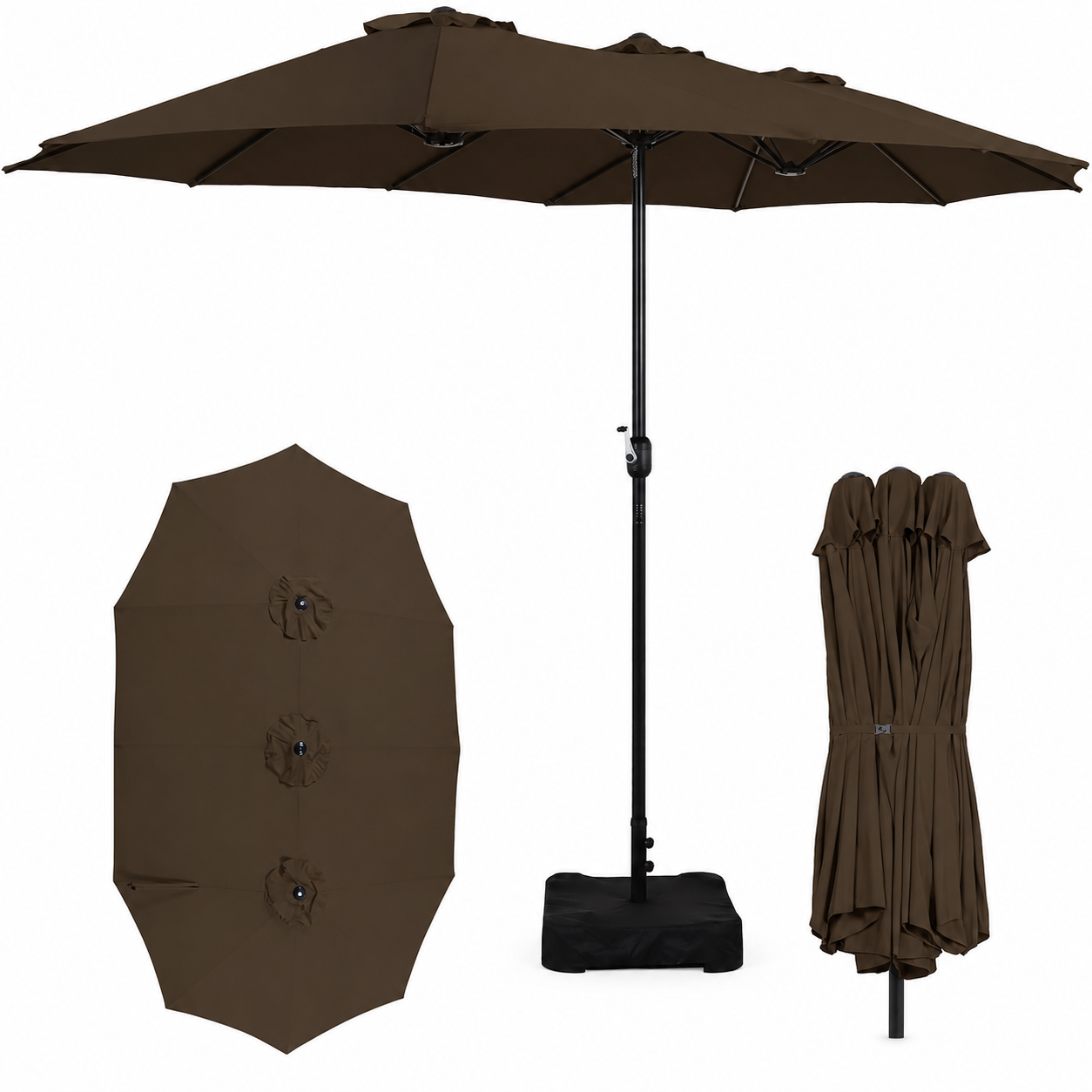 AE Outdoor 15FT Extra Large Double-Sided Patio Umbrella with Base Included