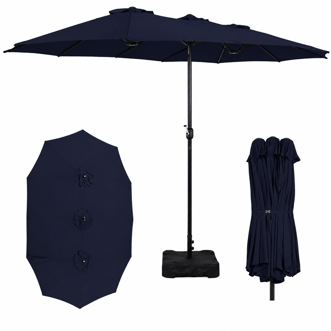 AE Outdoor 15FT Extra Large Double-Sided Patio Umbrella with Base Included