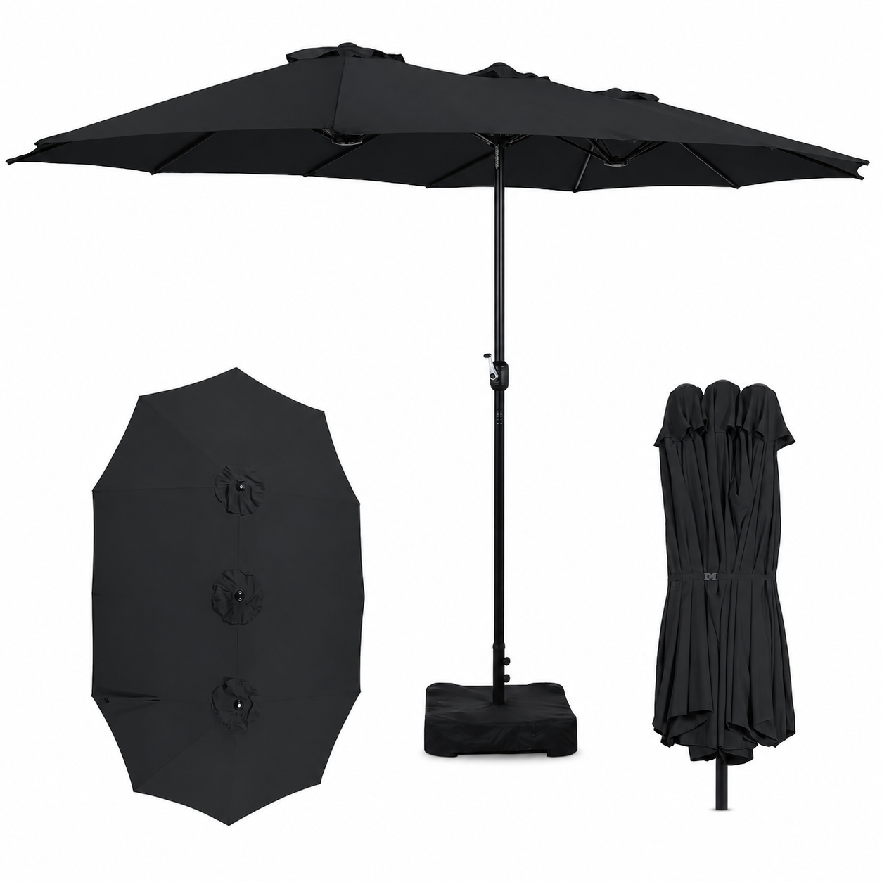 extra tall patio umbrella stand Walsunny 15 ft Large with Base, Grey / 9ft x 15ft Sided Patio Umbrella Patio Umbrella Base Heavy Duty