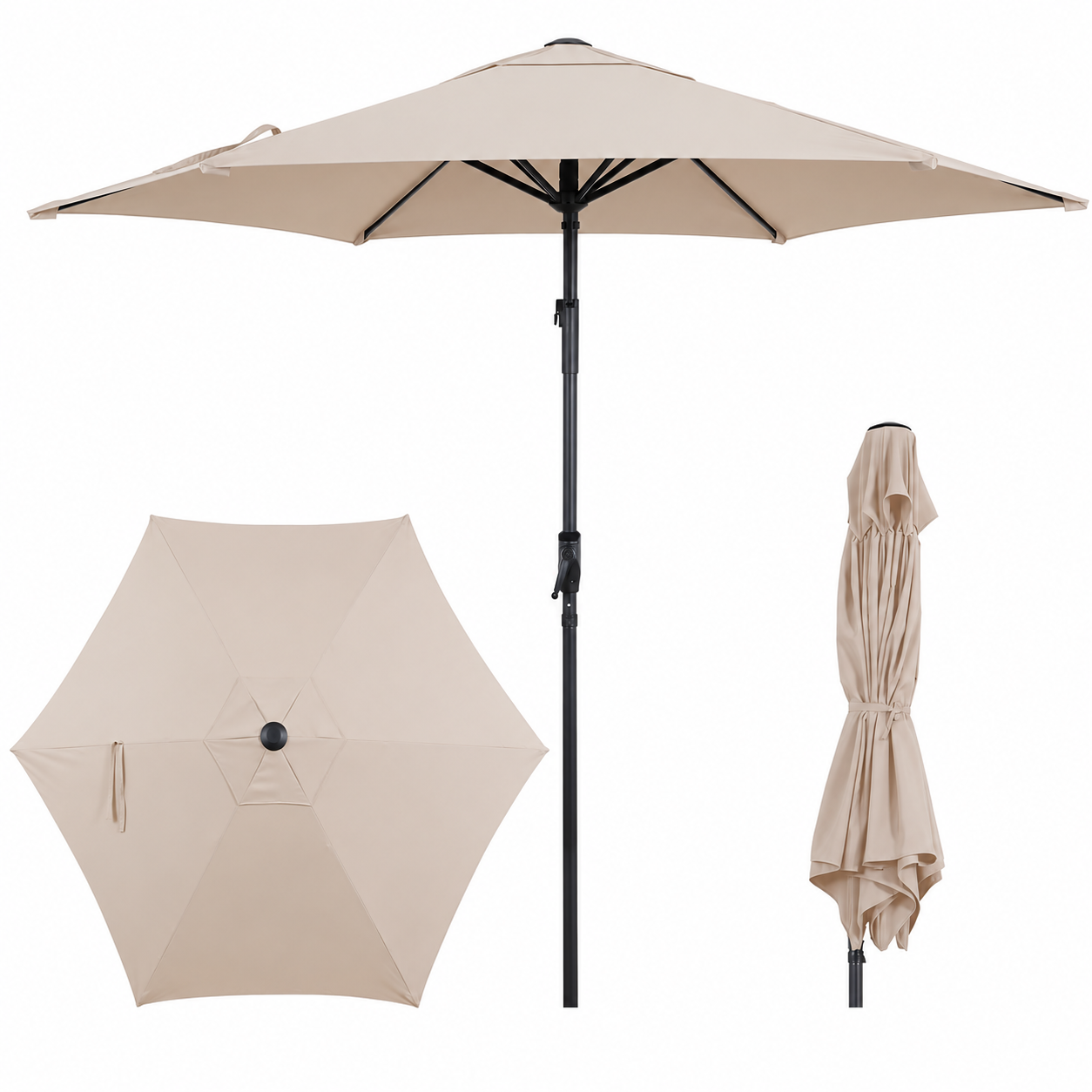9FT Patio Market Umbrella with Push-Button Tilt UV Resistant
