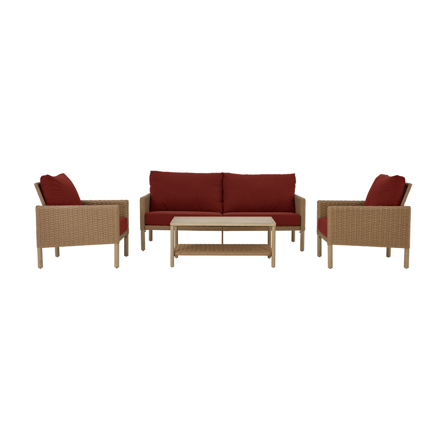 AE Outdoor 4-Piece Wicker Patio Conversation Set with Coffee Table