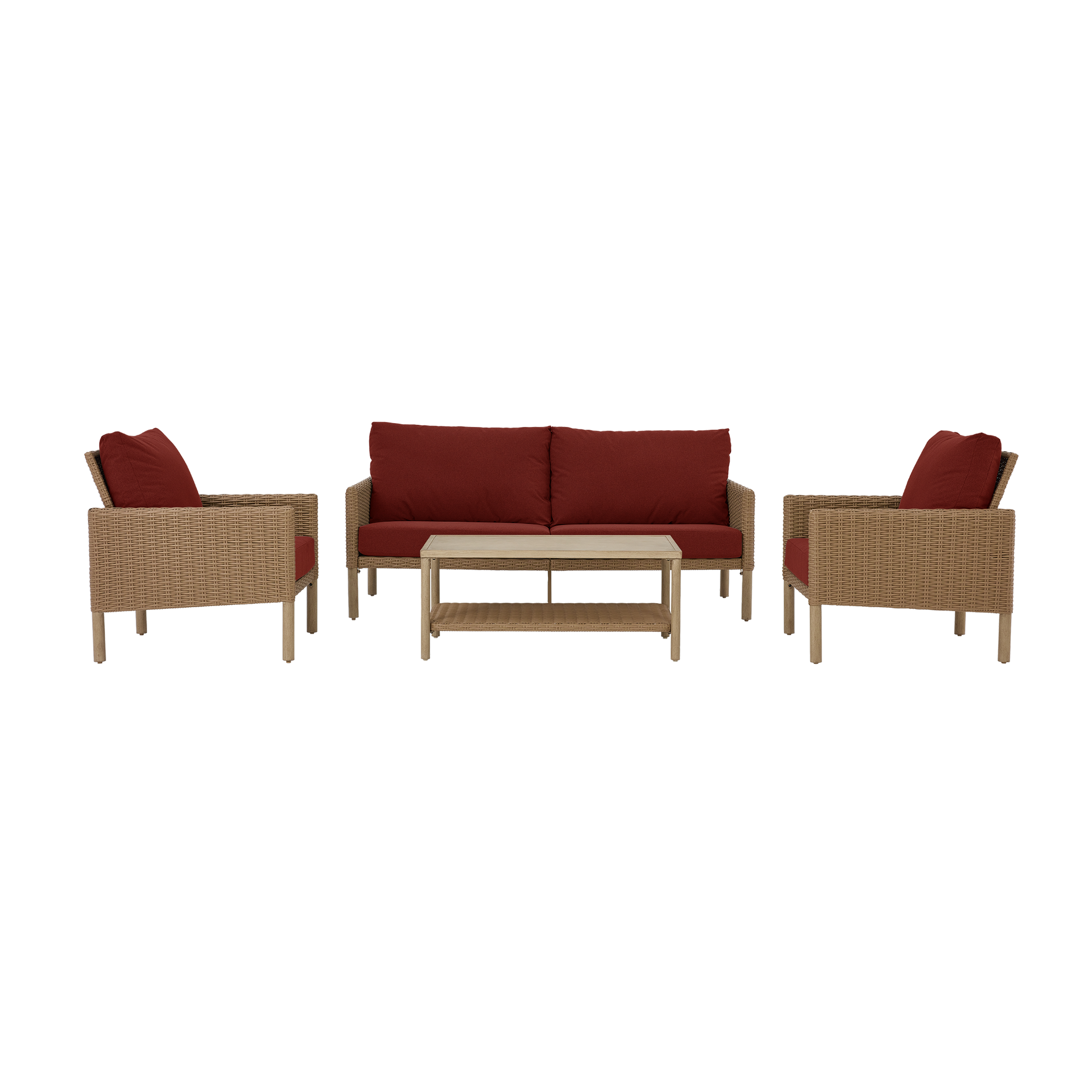 AE Outdoor 4-Piece Wicker Patio Conversation Set with Coffee Table