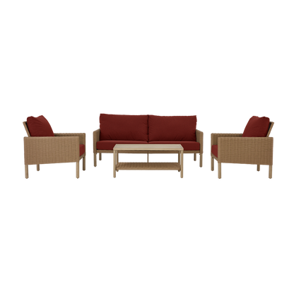 AE Outdoor 4-Piece Wicker Patio Conversation Set with Coffee Table