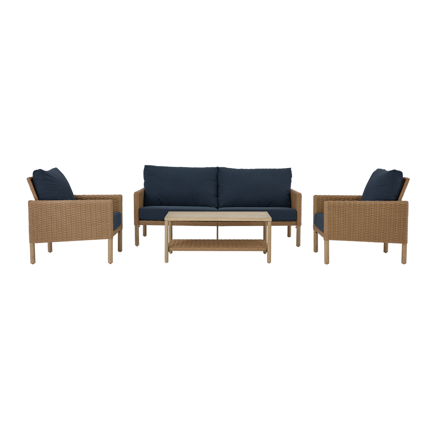 AE Outdoor 4-Piece Wicker Patio Conversation Set with Coffee Table