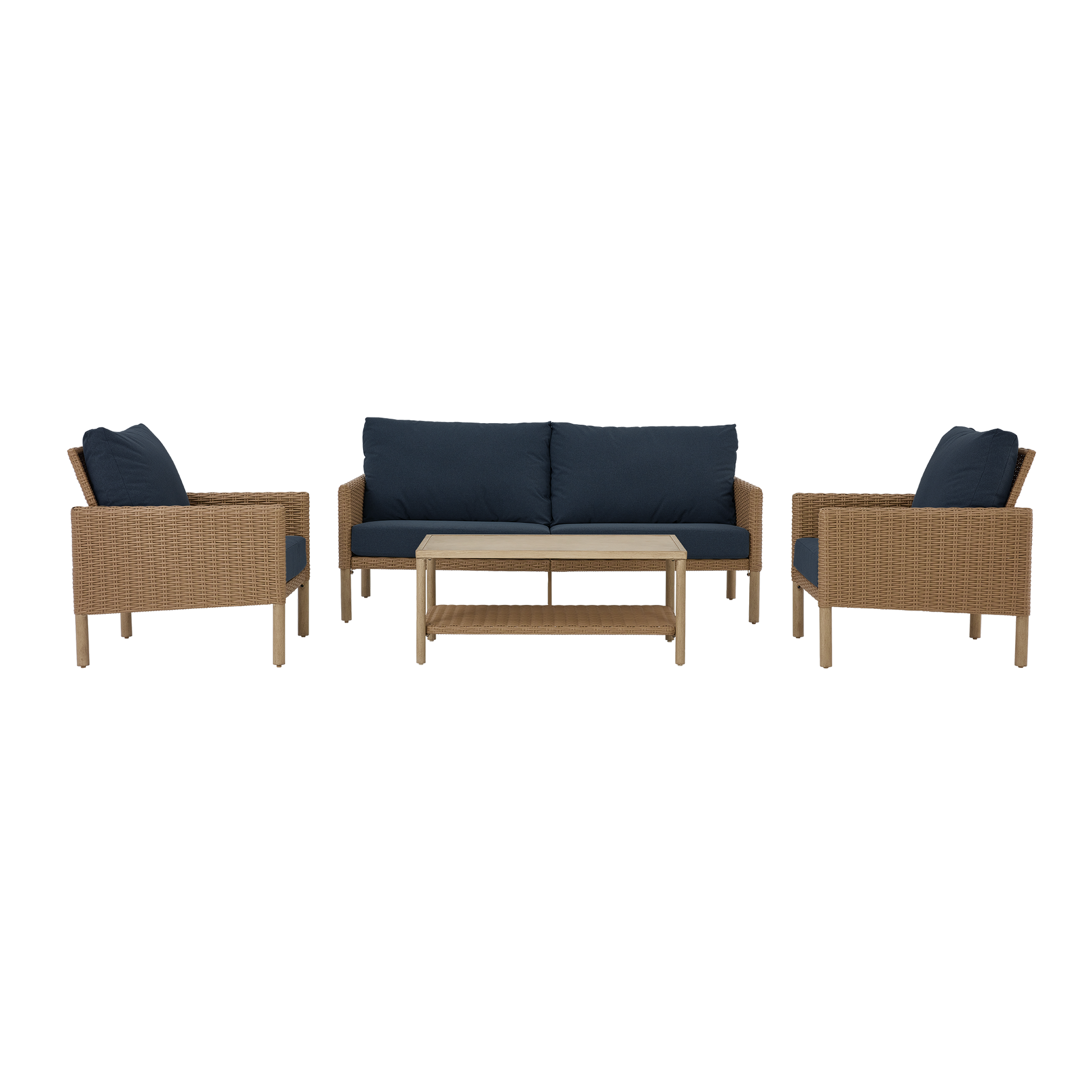 AE Outdoor 4-Piece Wicker Patio Conversation Set with Coffee Table