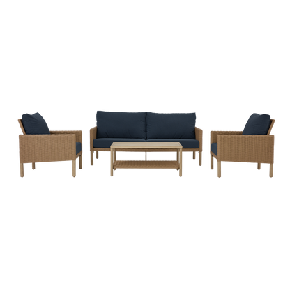 AE Outdoor 4-Piece Wicker Patio Conversation Set with Coffee Table