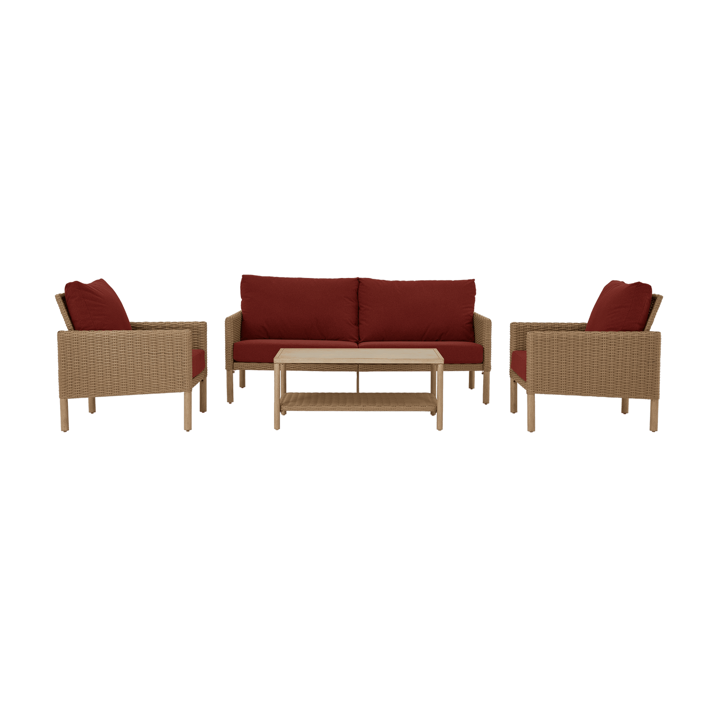 AE Outdoor 4-Piece Wicker Patio Conversation Set with Coffee Table