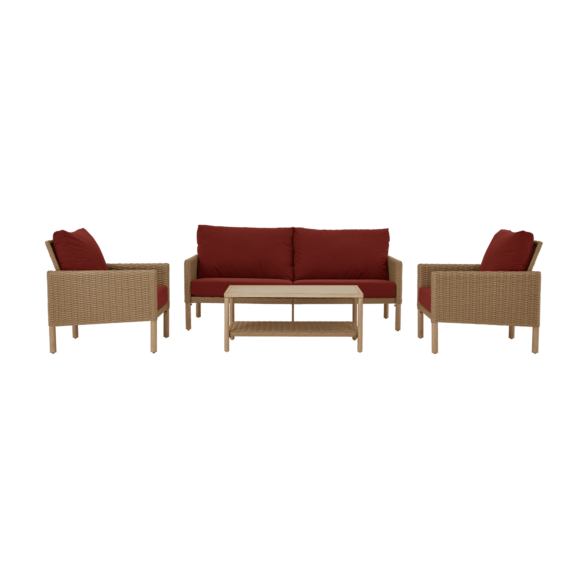 AE Outdoor 4-Piece Wicker Patio Conversation Set with Coffee Table