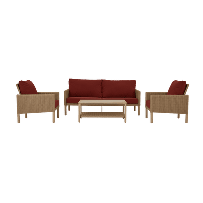 AE Outdoor 4-Piece Wicker Patio Conversation Set with Coffee Table