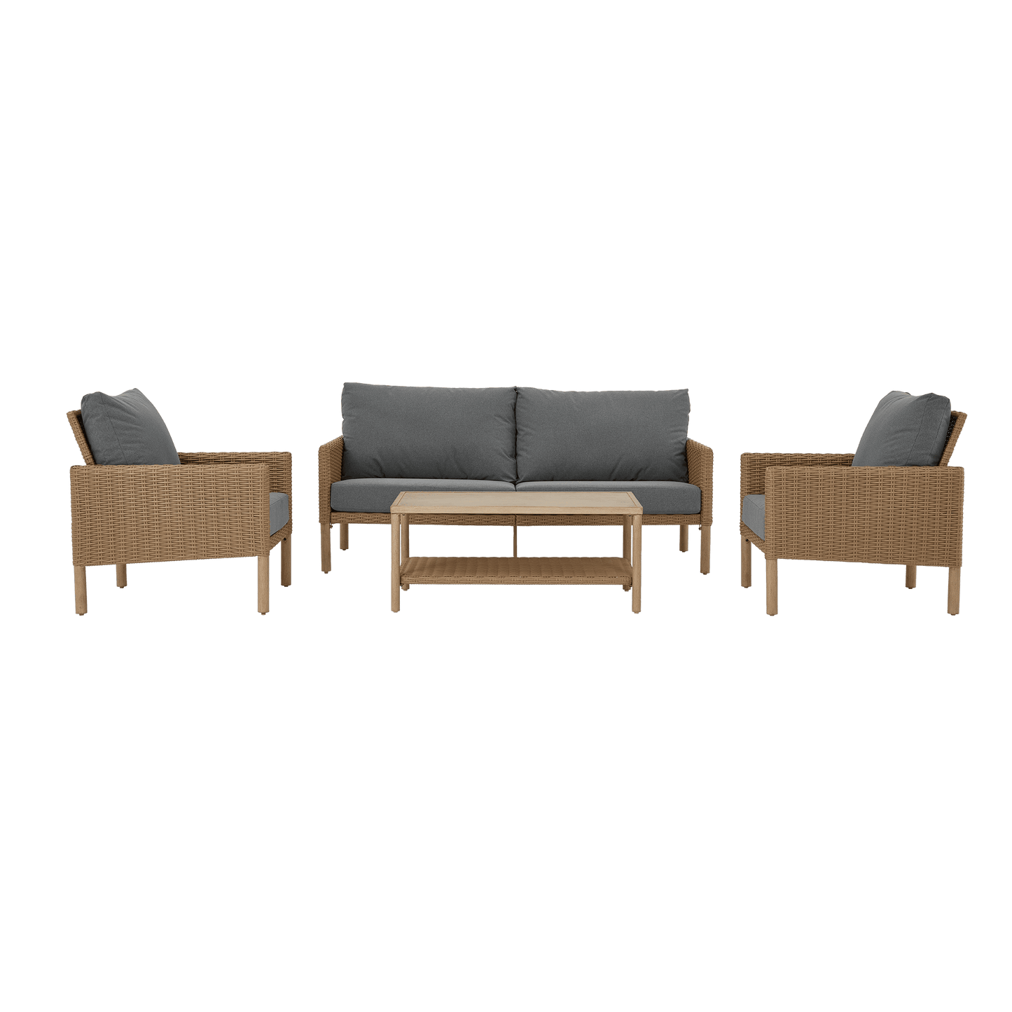 AE Outdoor 4-Piece Wicker Patio Conversation Set with Coffee Table