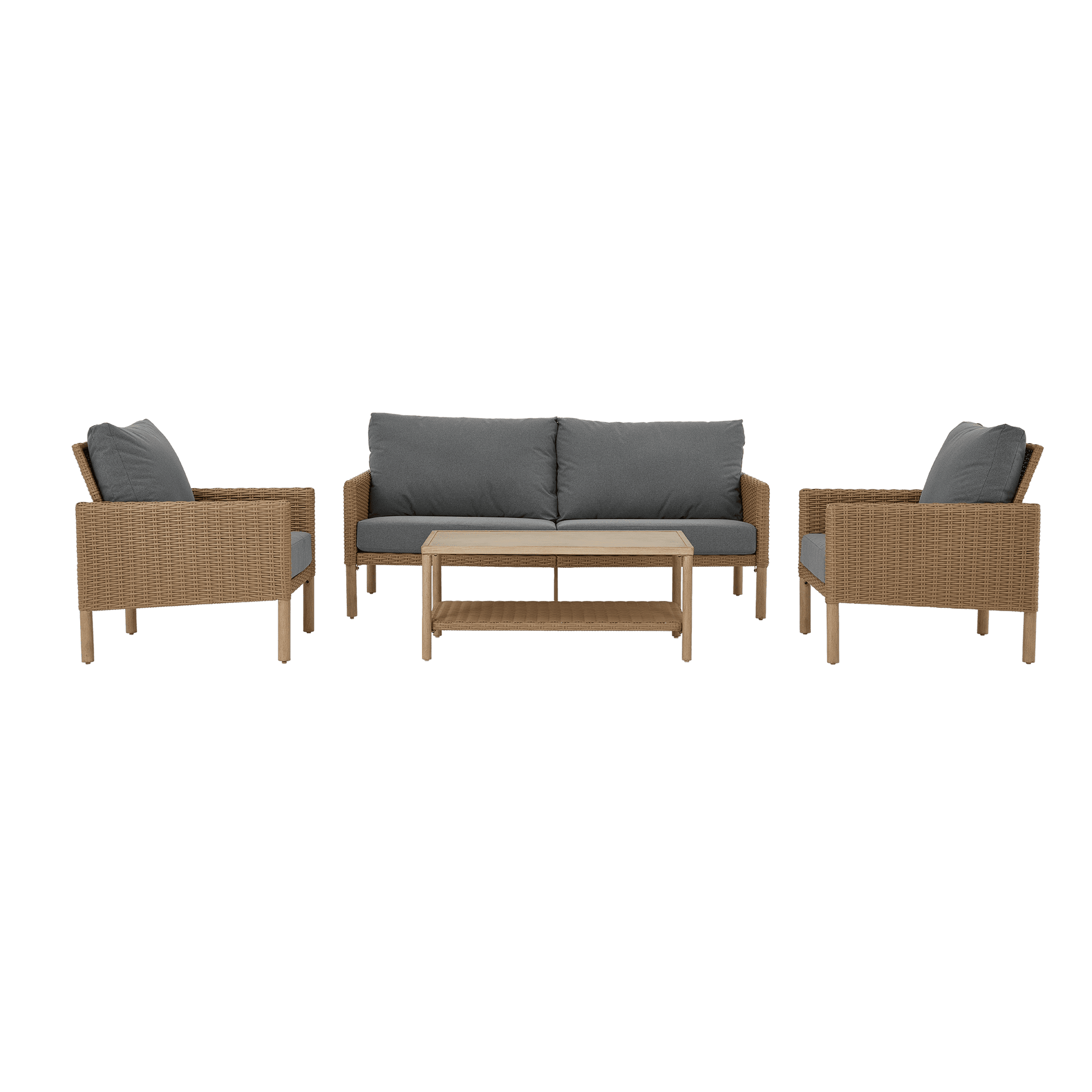 AE Outdoor 4-Piece Wicker Patio Conversation Set with Coffee Table