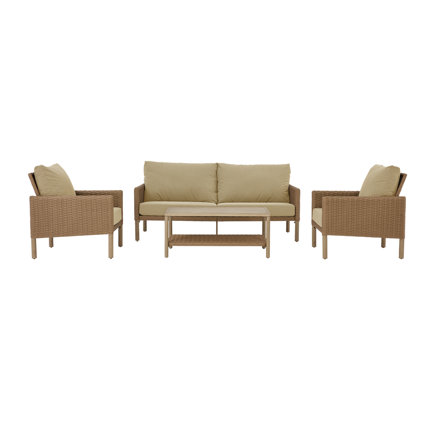 AE Outdoor 4-Piece Wicker Patio Conversation Set with Coffee Table