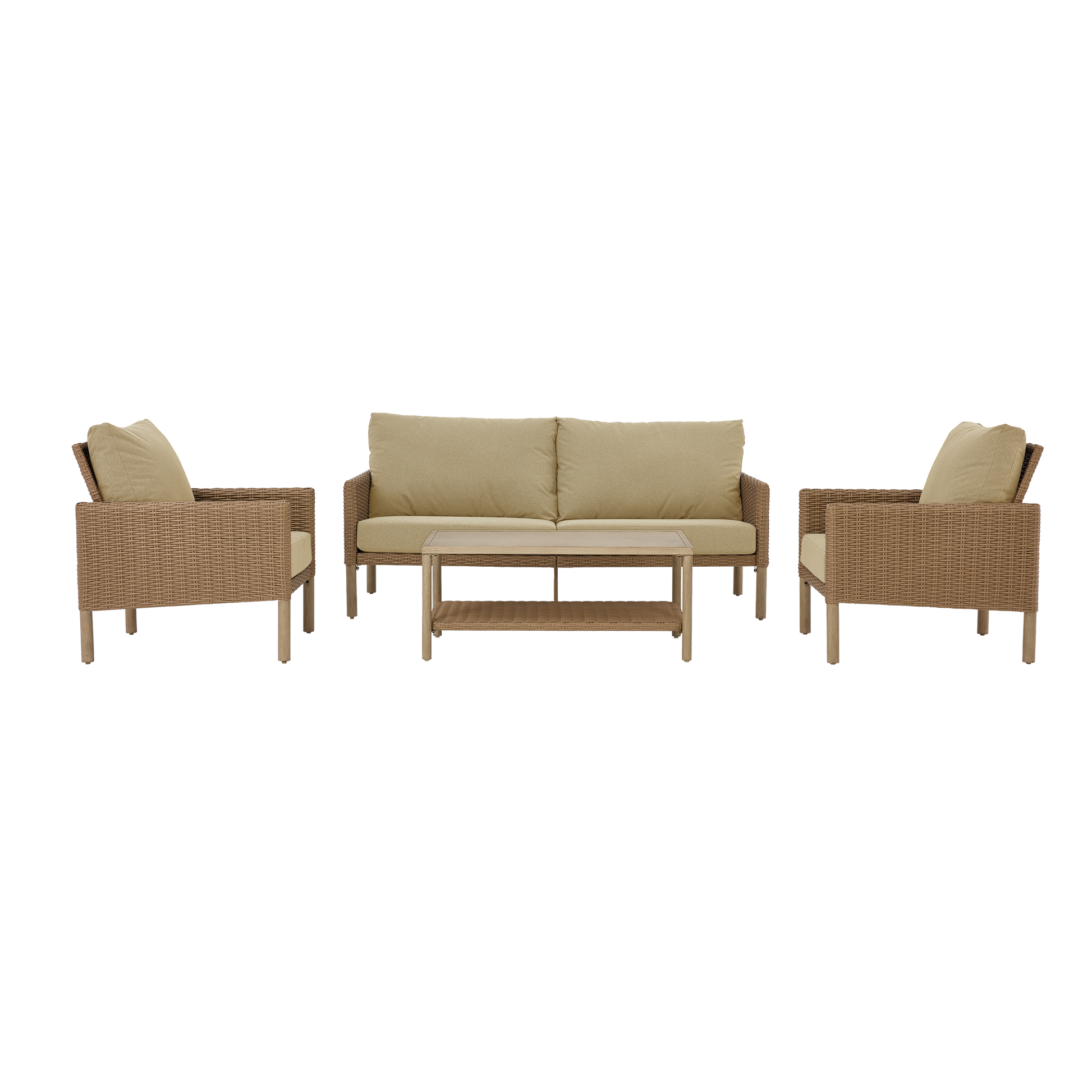 AE Outdoor 4-Piece Wicker Patio Conversation Set with Coffee Table