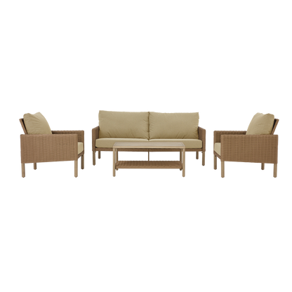 AE Outdoor 4-Piece Wicker Patio Conversation Set with Coffee Table