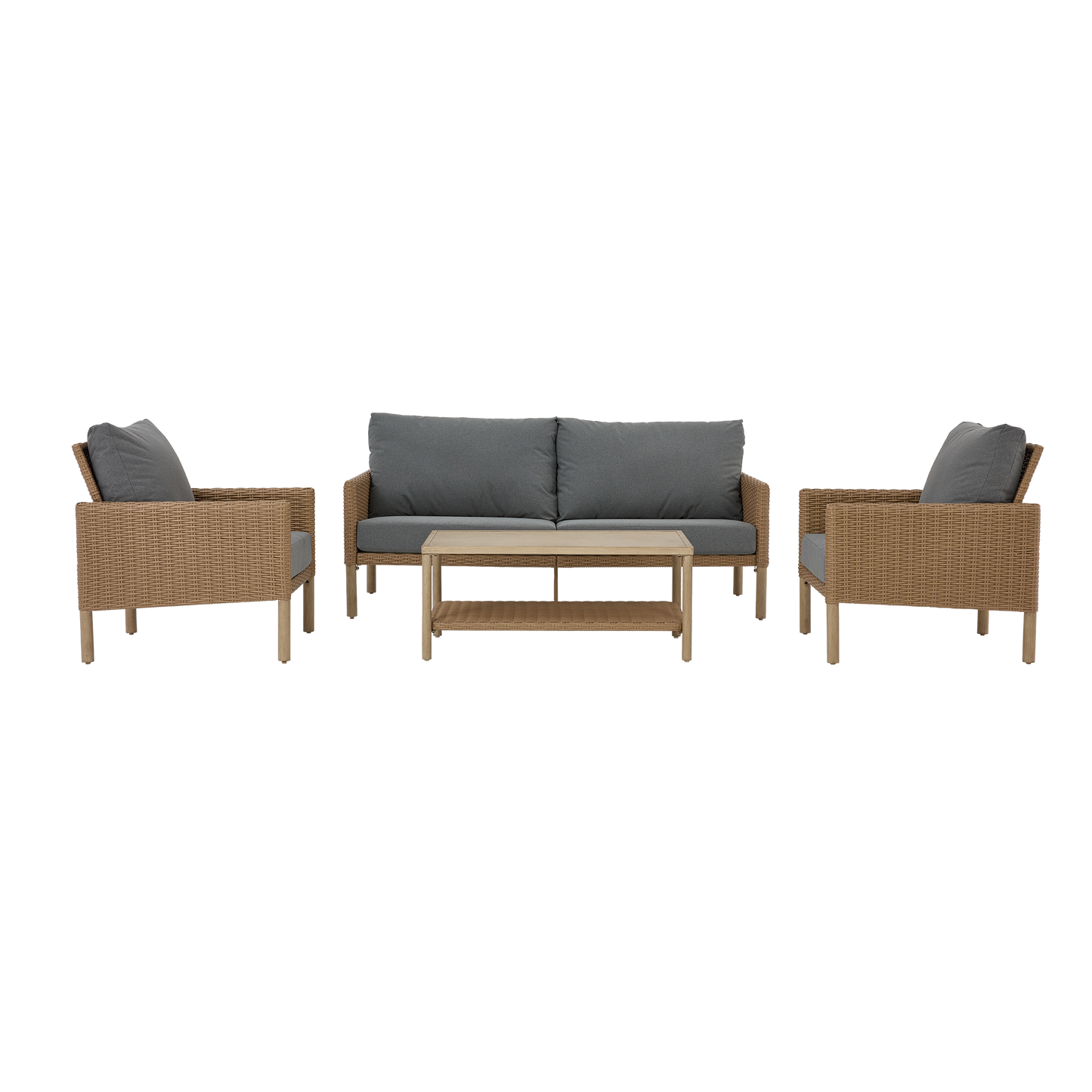 AE Outdoor 4-Piece Wicker Patio Conversation Set with Coffee Table
