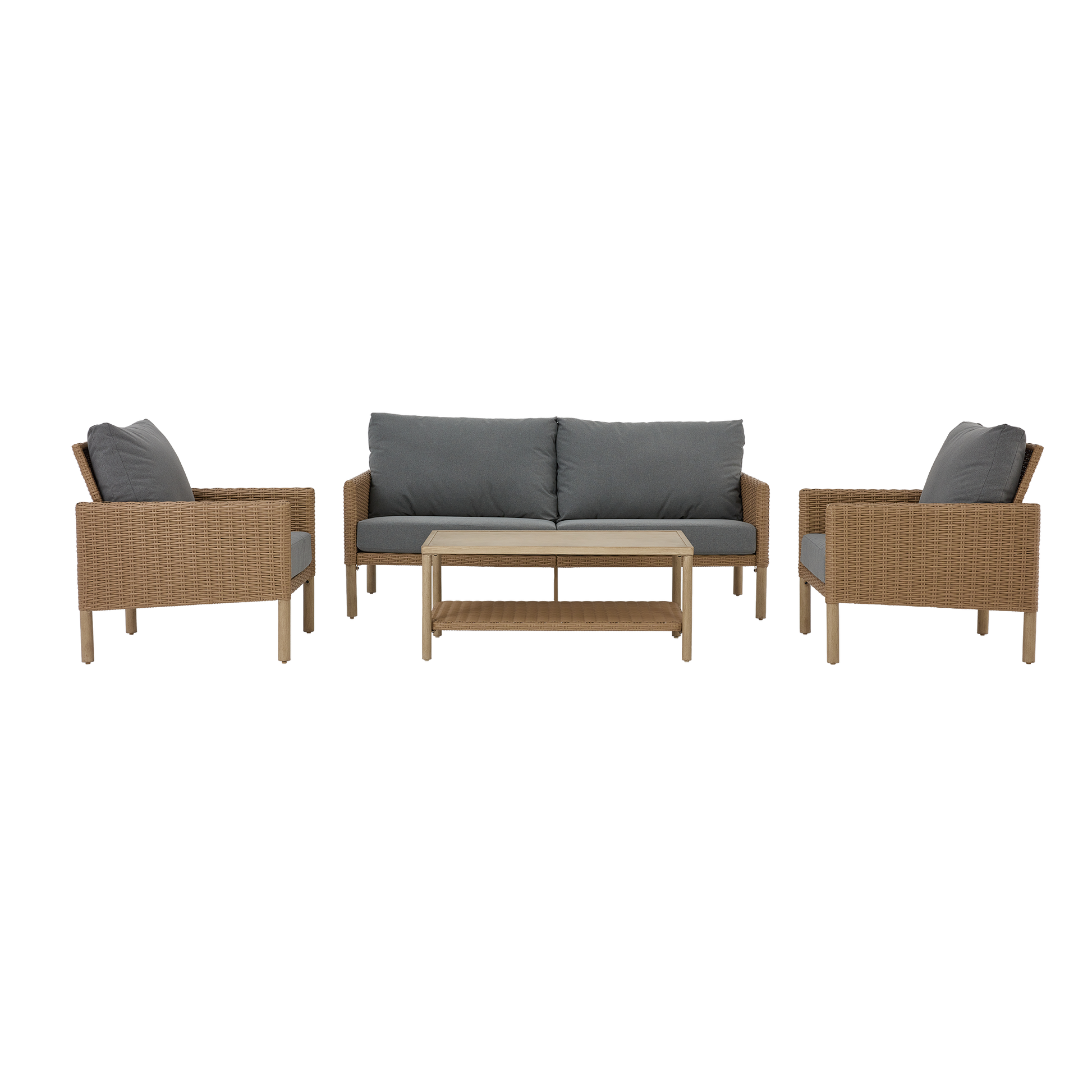 AE Outdoor 4-Piece Wicker Patio Conversation Set with Coffee Table