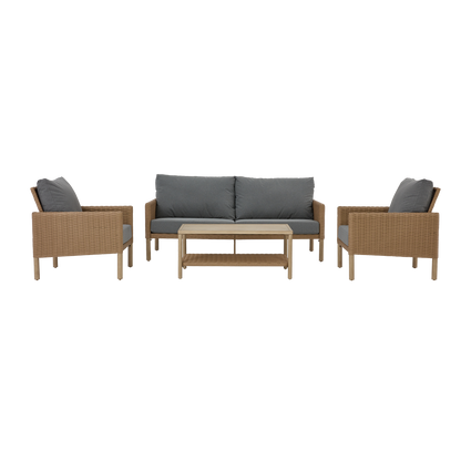 AE Outdoor 4-Piece Wicker Patio Conversation Set with Coffee Table