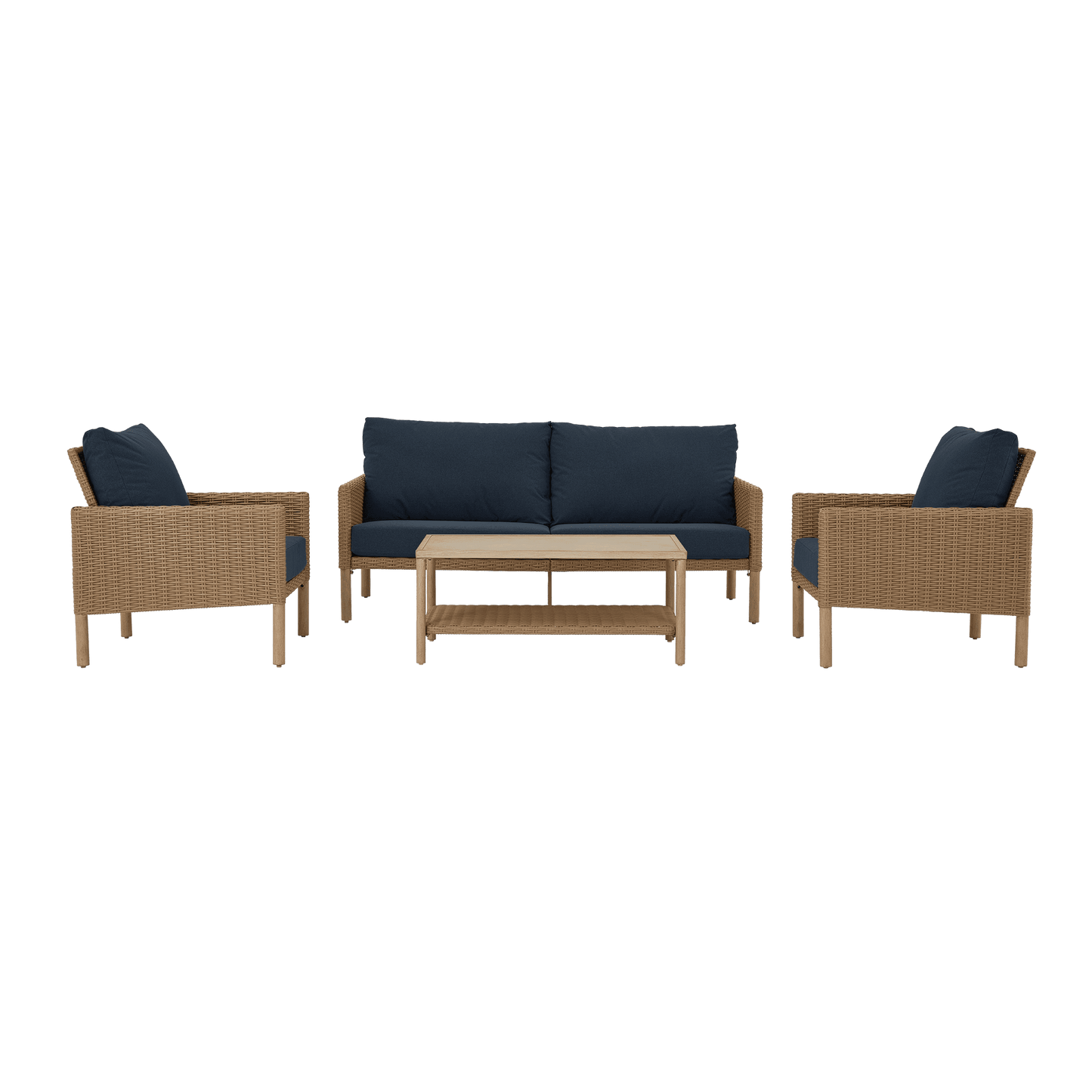 AE Outdoor 4-Piece Wicker Patio Conversation Set with Coffee Table