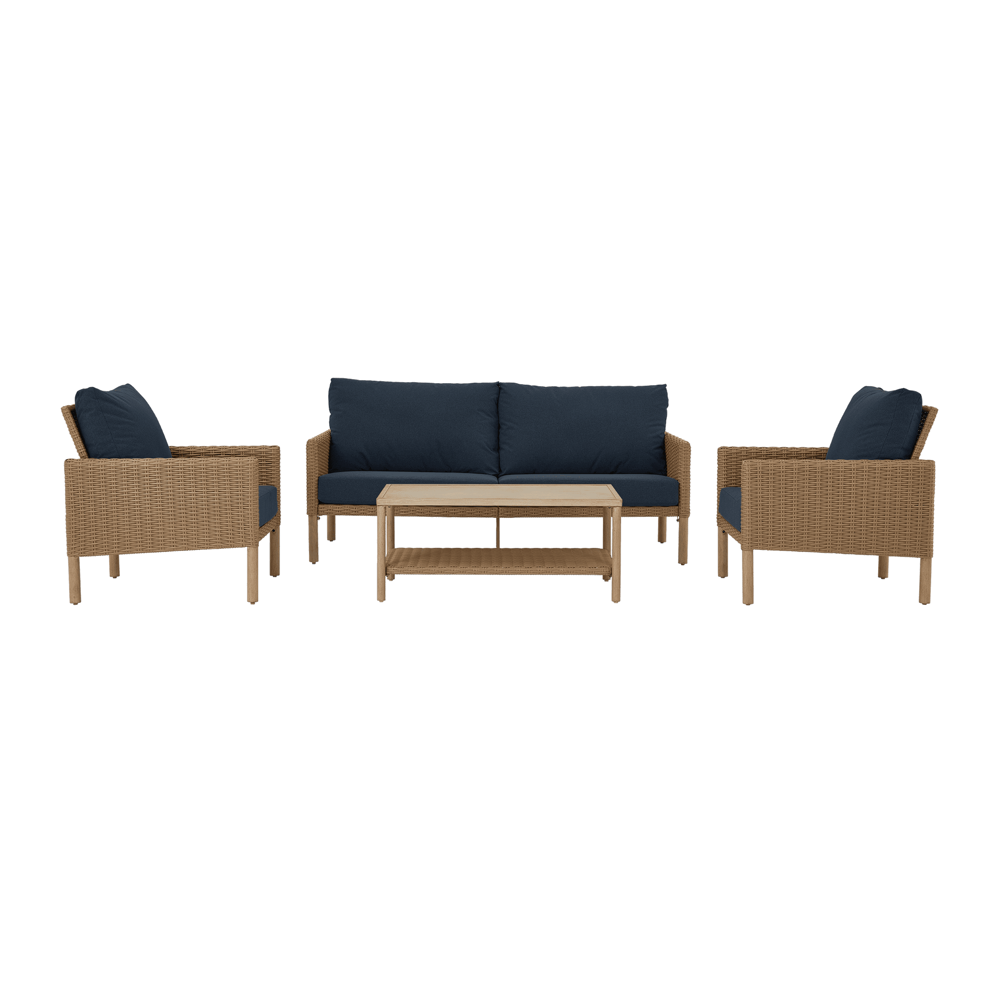 AE Outdoor 4-Piece Wicker Patio Conversation Set with Coffee Table