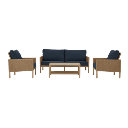 AE Outdoor 4-Piece Wicker Patio Conversation Set with Coffee Table