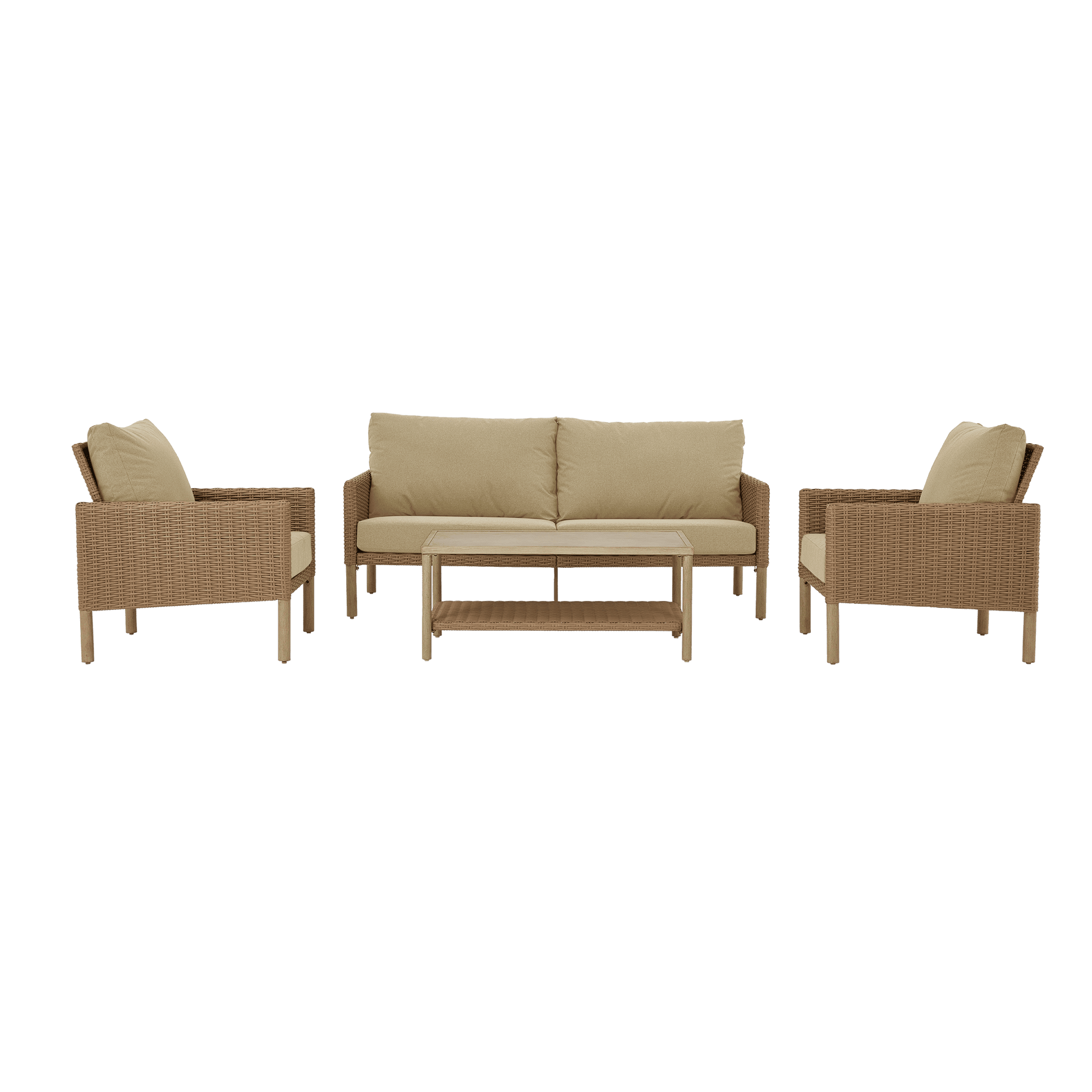 AE Outdoor 4-Piece Wicker Patio Conversation Set with Coffee Table