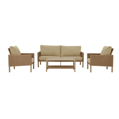 AE Outdoor 4-Piece Wicker Patio Conversation Set with Coffee Table