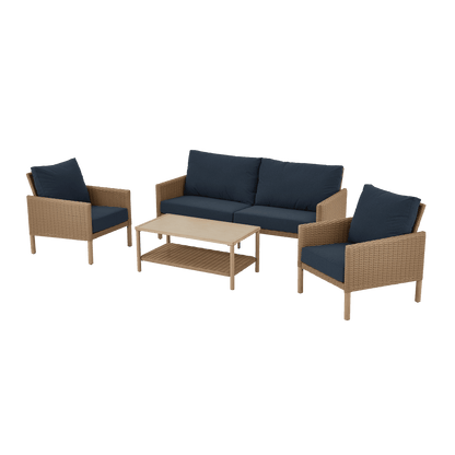 AE Outdoor 4-Piece Wicker Patio Conversation Set with Coffee Table