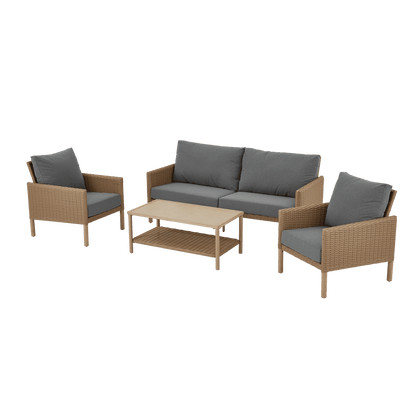 AE Outdoor 4-Piece Wicker Patio Conversation Set with Coffee Table
