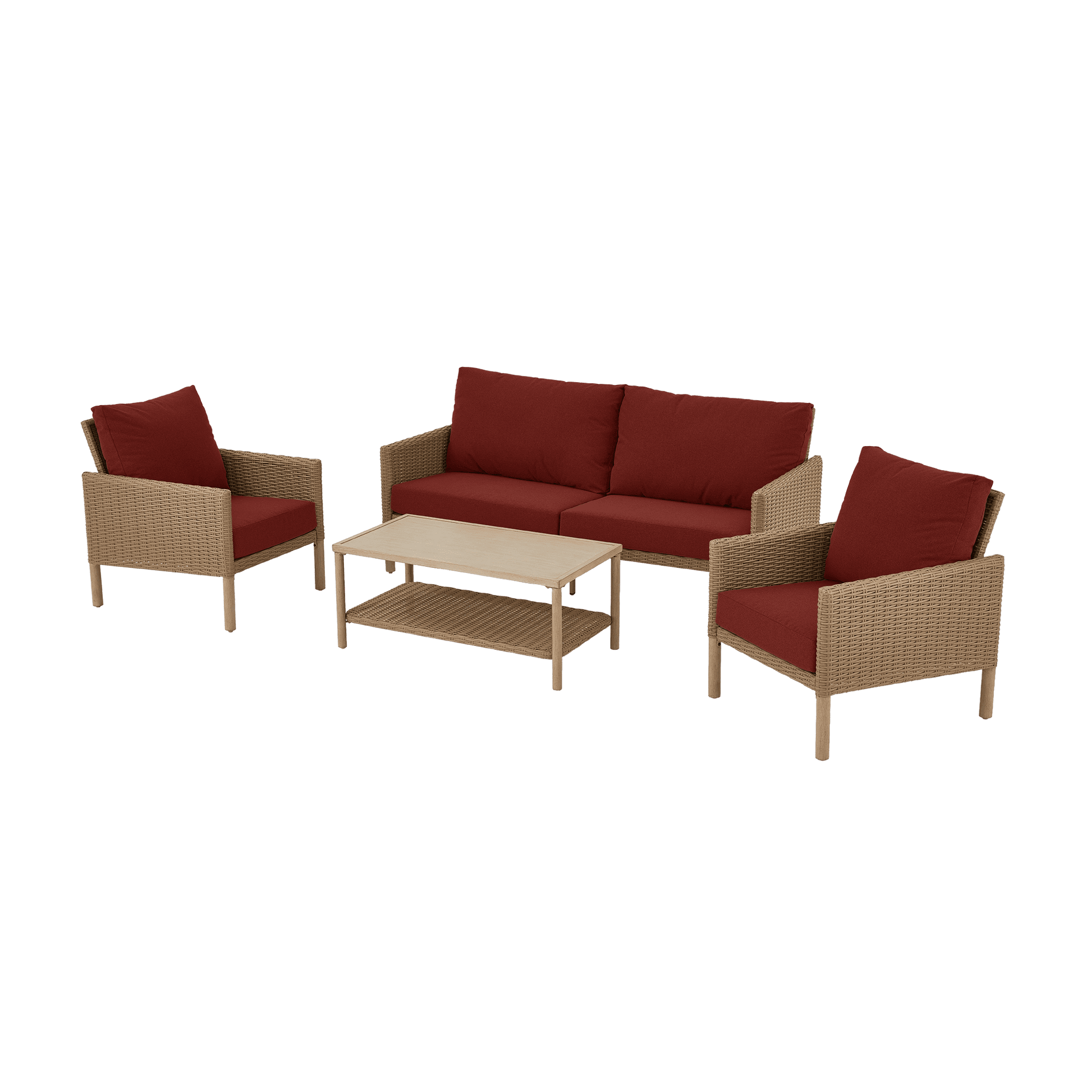 AE Outdoor 4-Piece Wicker Patio Conversation Set with Coffee Table
