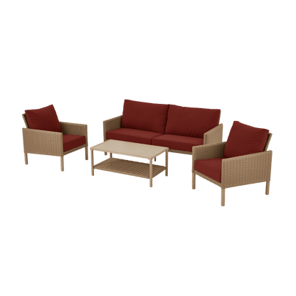 AE Outdoor 4-Piece Wicker Patio Conversation Set with Coffee Table