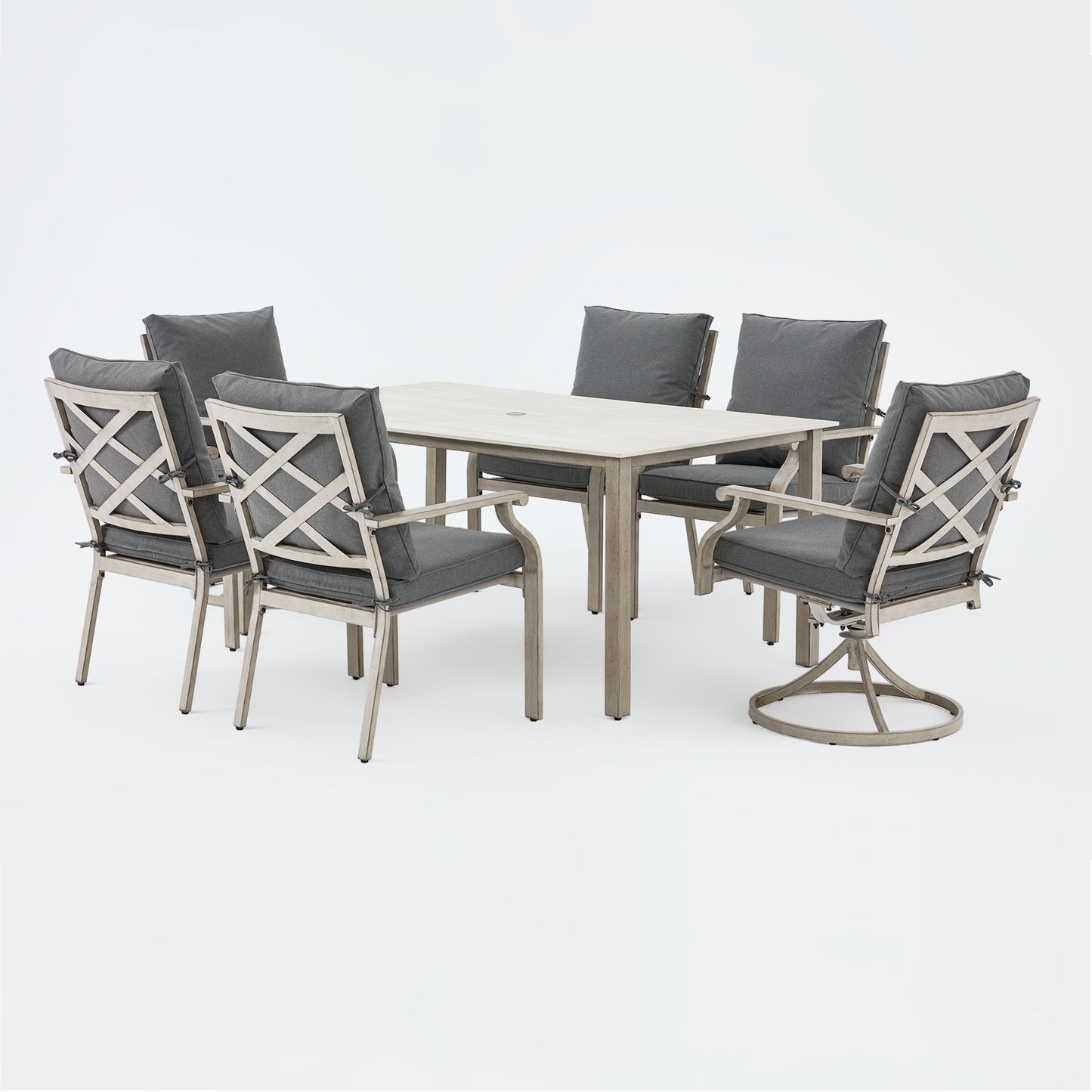 AE Outdoor 7-Piece Patio Dining Set with 4 Dining Chairs + 2 Swivel Chairs