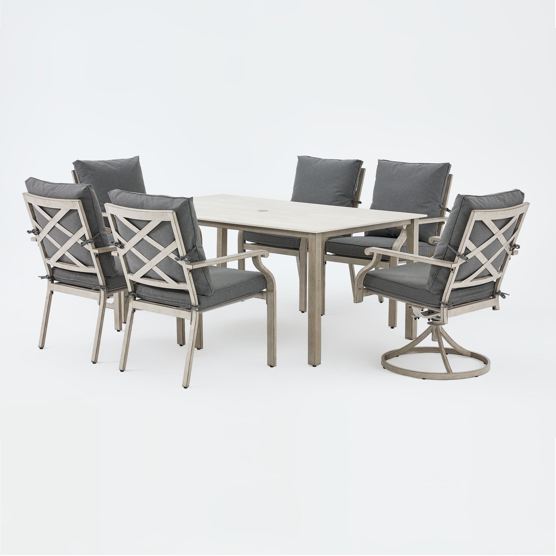 AE Outdoor 7-Piece Patio Dining Set with 4 Dining Chairs + 2 Swivel Chairs