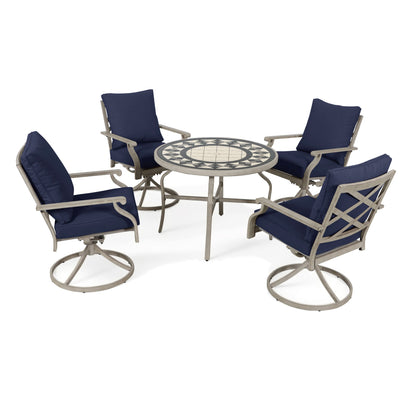 AE Outdoor 5-Piece Patio Dining Set with 4 Swivel Chairs + 3D Textured Table