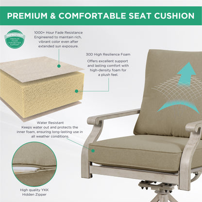 AE Outdoor 5-Piece Patio Dining Set with 4 Swivel Chairs + 3D Textured Table