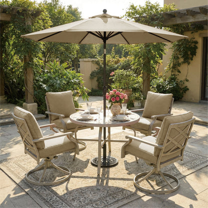 AE Outdoor 5-Piece Patio Dining Set with 4 Swivel Chairs + 3D Textured Table