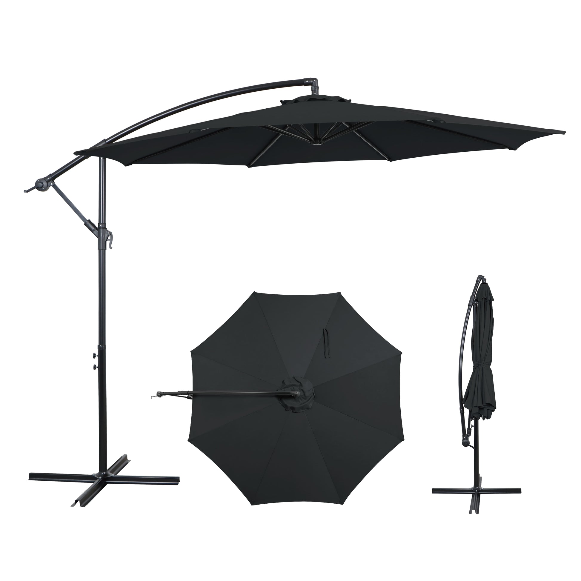 AE Outdoor 10FT Offset Patio Umbrella with Infinite Tilt & Cross Base