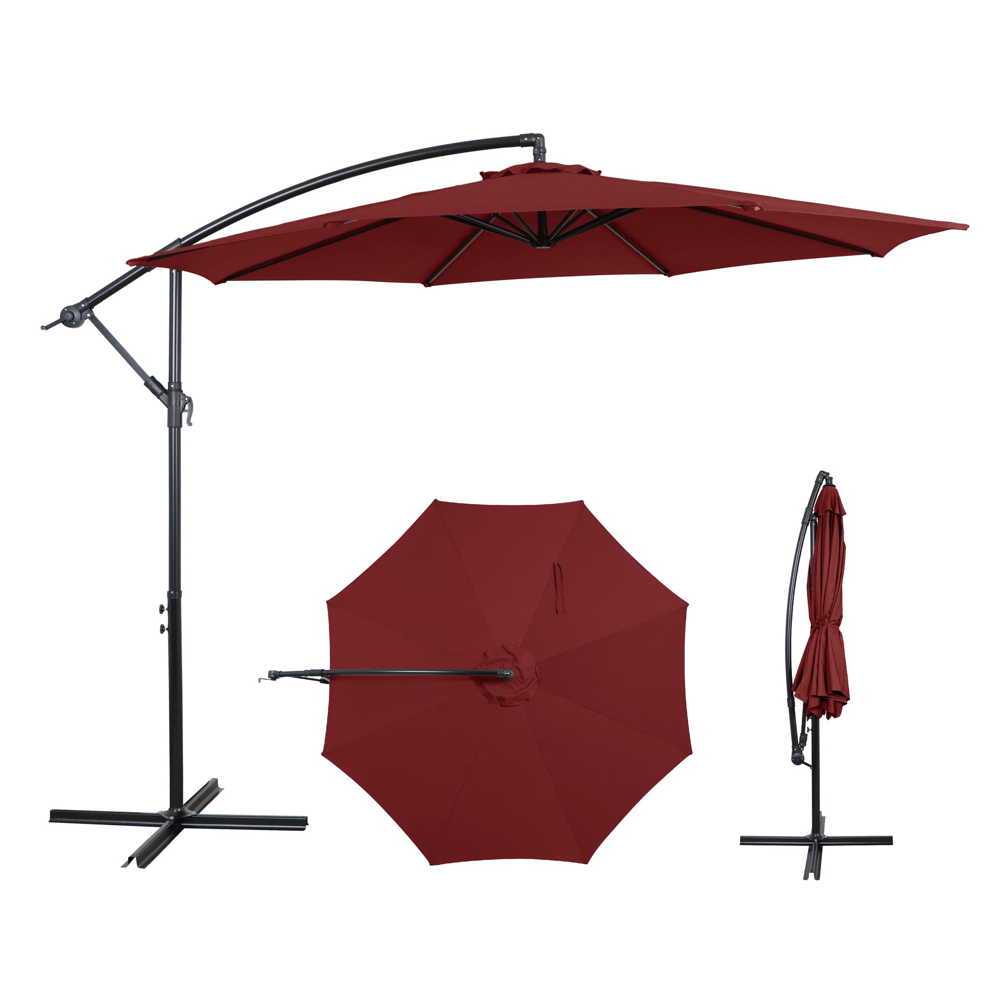 AE Outdoor 10FT Offset Patio Umbrella with Infinite Tilt & Cross Base