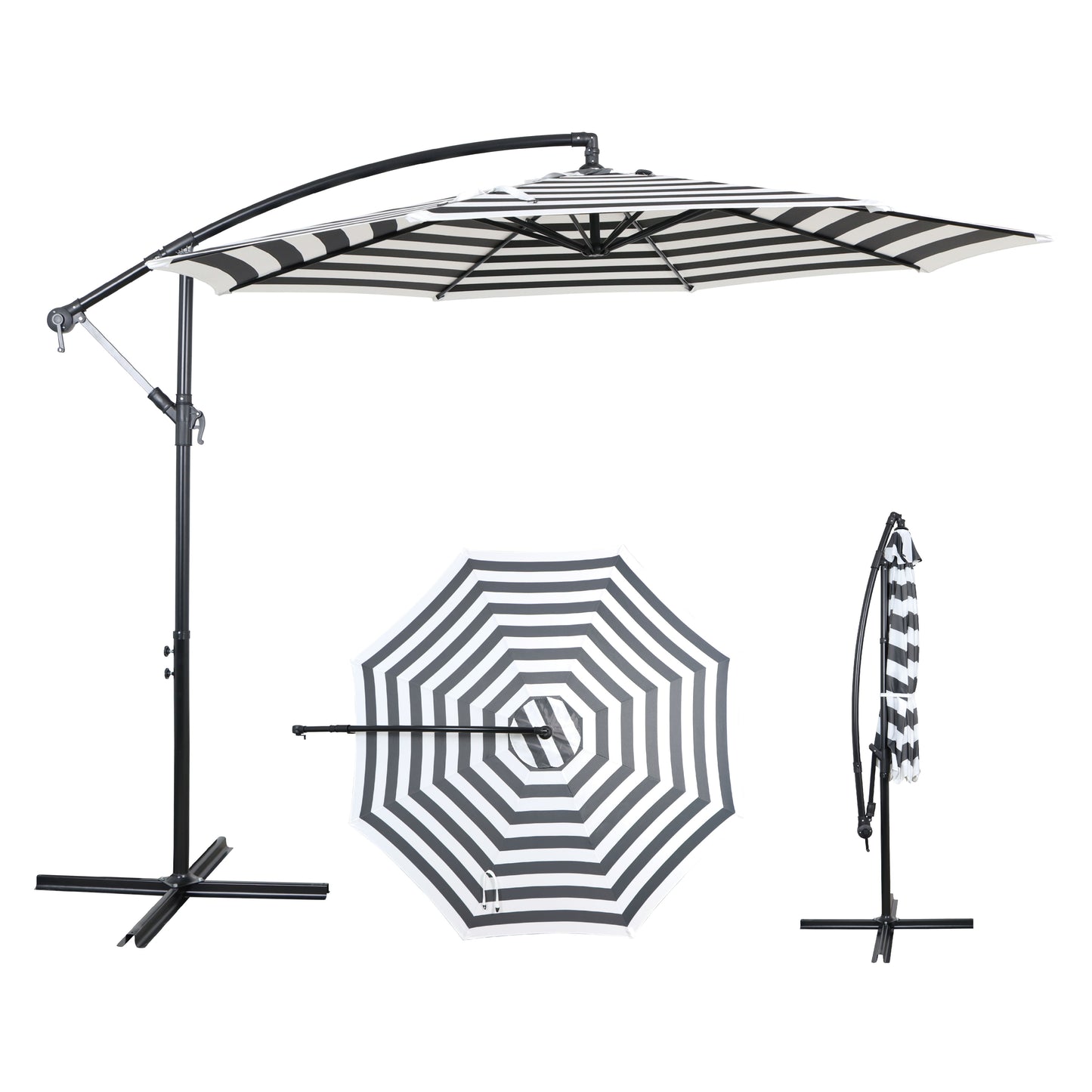 AE Outdoor 10FT Offset Patio Umbrella with Infinite Tilt & Cross Base
