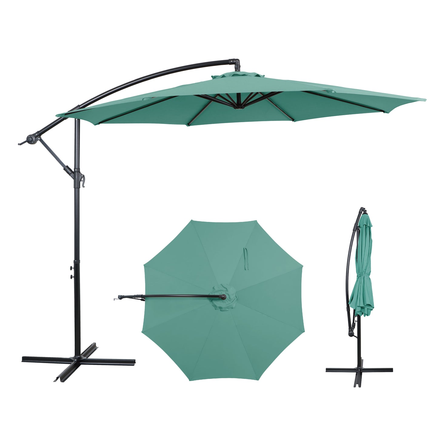 AE Outdoor 10FT Offset Patio Umbrella with Infinite Tilt & Cross Base