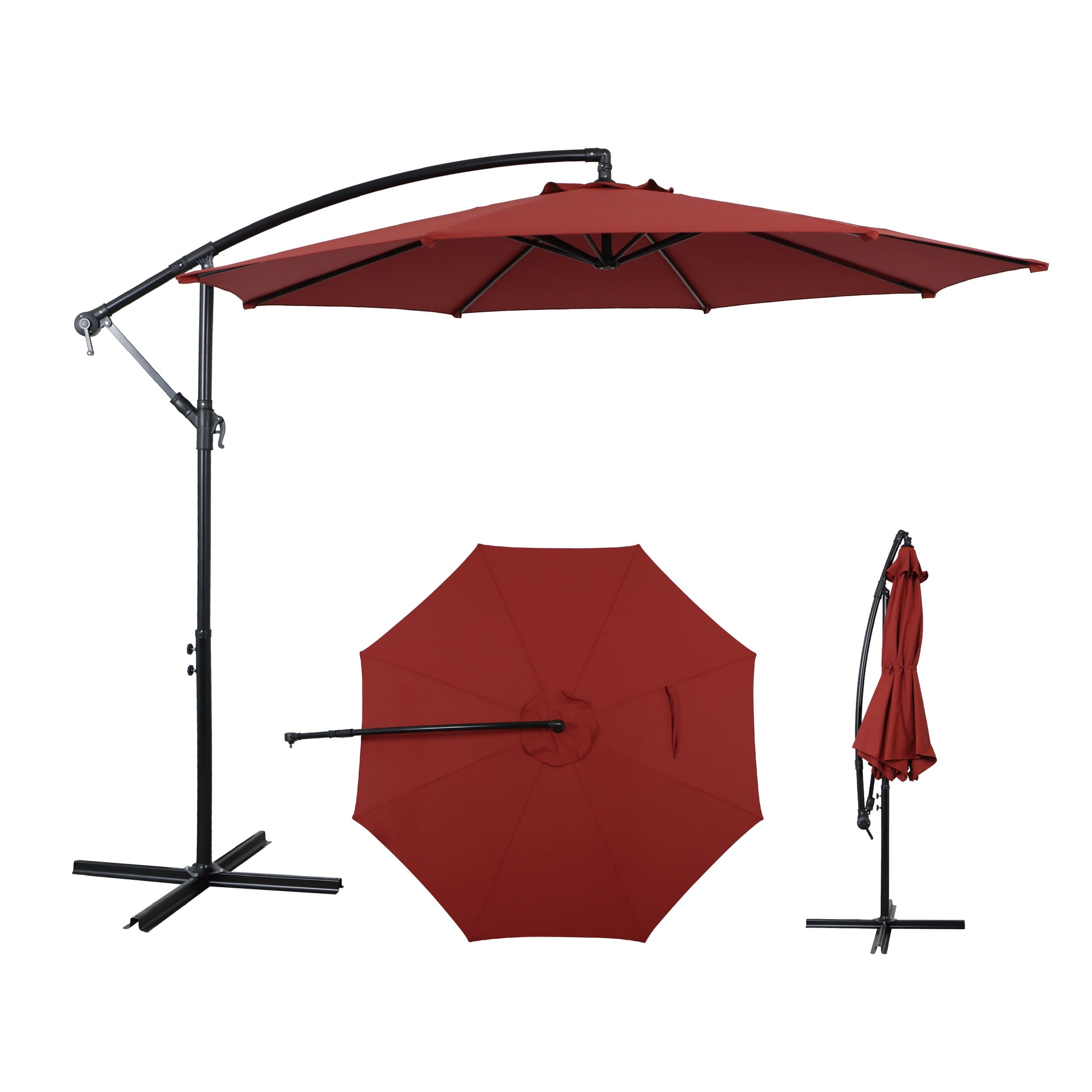clearance 10 patio umbrella Offset Hanging The reinforced pole is powder JEAREY 10-ft Steel Red Crank