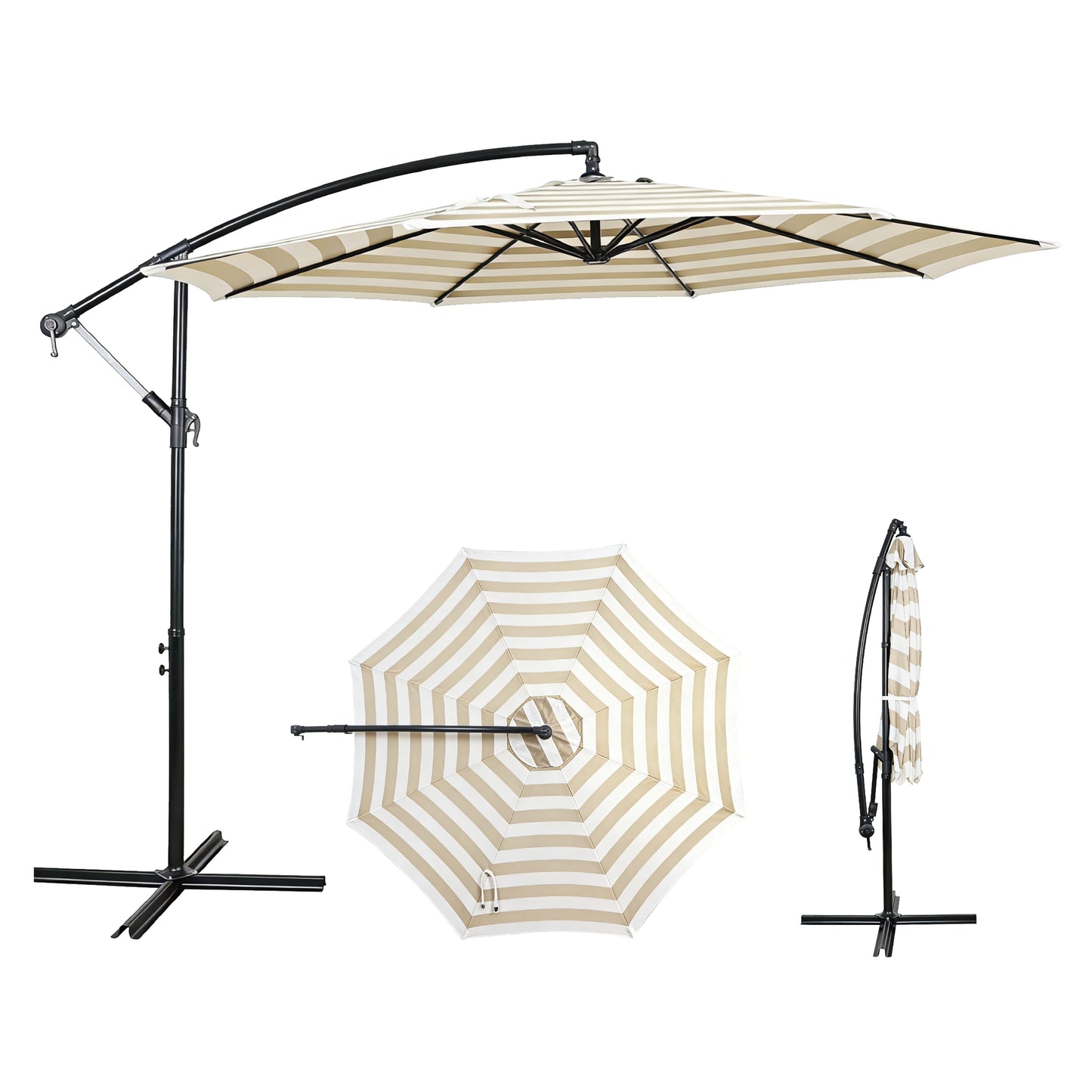 AE Outdoor 10FT Offset Patio Umbrella with Infinite Tilt & Cross Base
